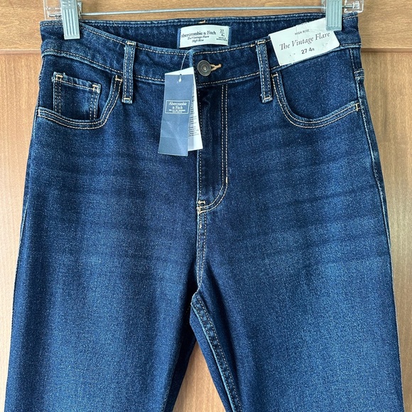 NWT Abercrombie & Fitch High Rise Vintage Flare Jeans Dark Wash size‎ 4R / 27​ - Picture 5 of 15